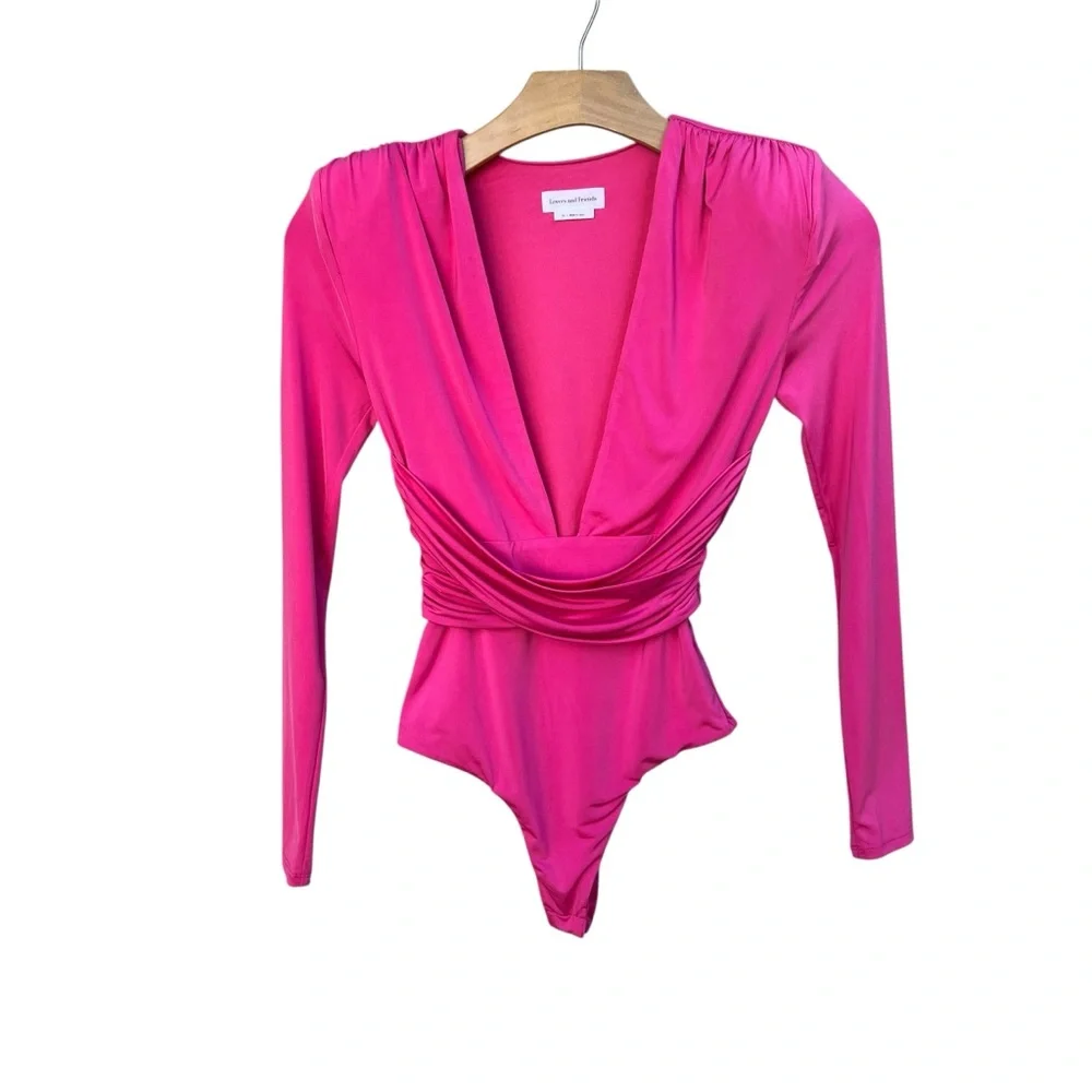 Lovers + Friends Anya Long Sleeve Pink Bodysuit Women’s X-Small